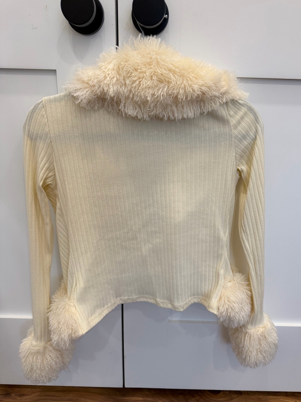Furry Trim Ivory Zip-Up Jacket NWOT - Picture 9 of 10